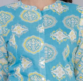 Blue printed cotton ethnic-kurtis 4