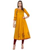 G COLLECTION Mustard printed cotton cotton-kurtis