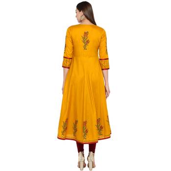  Mustard printed cotton cotton-kurtis 4