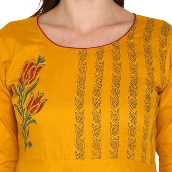  Mustard printed cotton cotton-kurtis 5