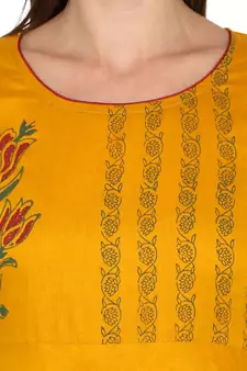  Mustard printed cotton cotton-kurtis