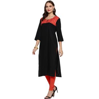 Black printed cotton cotton-kurtis 2