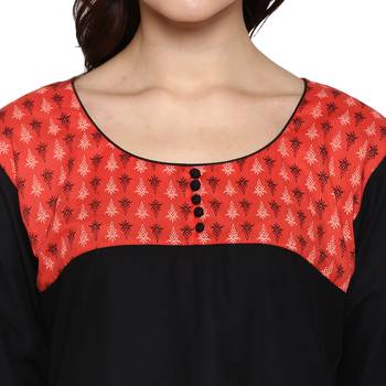 Black printed cotton cotton-kurtis 4