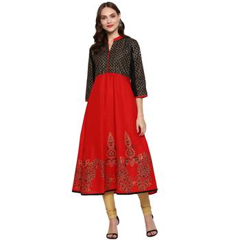 Multicolor printed cotton cotton-kurtis 1