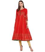 G COLLECTION Red printed cotton cotton-kurtis