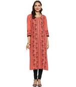 G COLLECTION Peach printed cotton cotton-kurtis