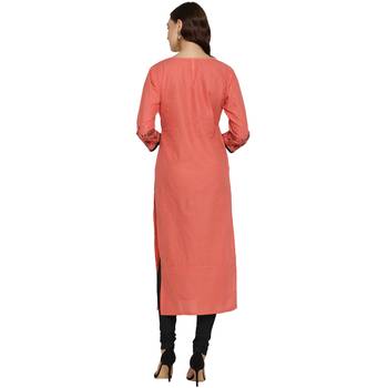 G COLLECTION Peach printed cotton cotton-kurtis 4