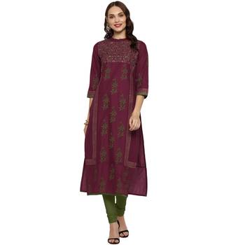  Maroon printed cotton cotton-kurtis 1