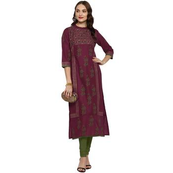  Maroon printed cotton cotton-kurtis 2