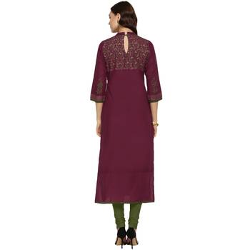  Maroon printed cotton cotton-kurtis 4