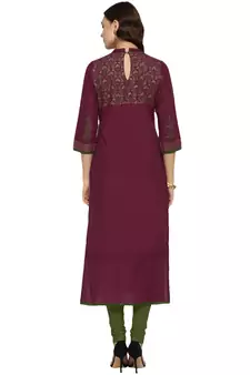  Maroon printed cotton cotton-kurtis