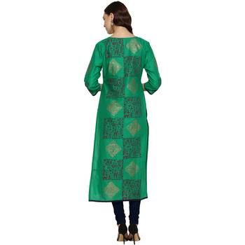 G COLLECTION Green printed cotton cotton-kurtis 4
