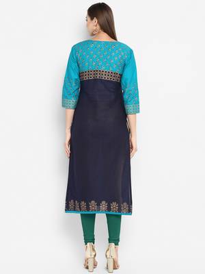 G COLLECTION Blue printed cotton cotton-kurtis 3