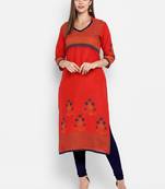 G COLLECTION Red printed cotton cotton-kurtis
