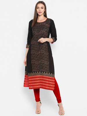  Black printed cotton cotton-kurtis 1