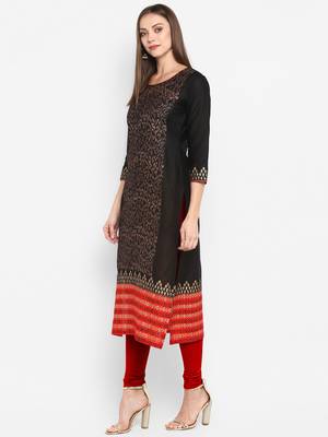  Black printed cotton cotton-kurtis 2