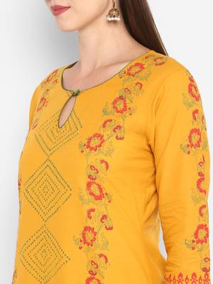  Mustard printed cotton cotton-kurtis 4