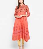 G COLLECTION Peach printed cotton cotton-kurtis