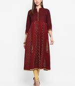 G COLLECTION Maroon printed cotton cotton-kurtis