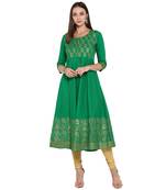 G COLLECTION Green printed cotton cotton-kurtis
