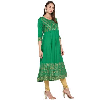  Green printed cotton cotton-kurtis 2