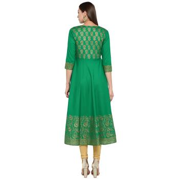  Green printed cotton cotton-kurtis 3