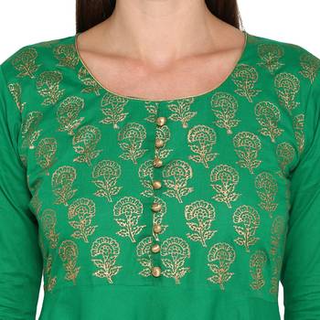  Green printed cotton cotton-kurtis 4