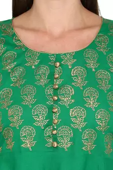  Green printed cotton cotton-kurtis