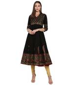G COLLECTION Black printed cotton cotton-kurtis