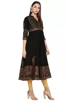 G COLLECTION Black printed cotton cotton-kurtis