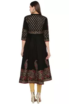 G COLLECTION Black printed cotton cotton-kurtis
