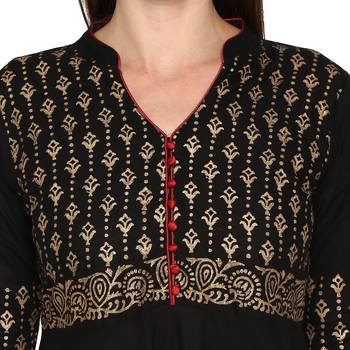 G COLLECTION Black printed cotton cotton-kurtis 4