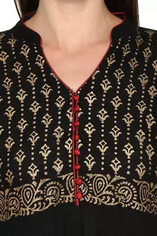 G COLLECTION Black printed cotton cotton-kurtis