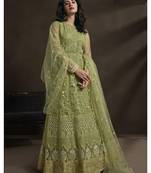 Green Embroidered Net Salwar
