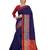Navy blue plain cotton saree with blouse