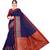 Navy blue plain cotton saree with blouse