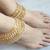 Gold Plated Broad Polki Pearl Anklets Payal