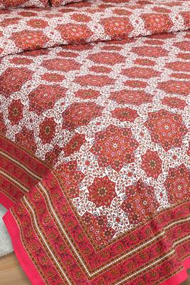 White and Red Jaipuri Cotton Double Bedsheet 3