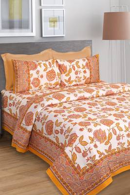 Yellow Jaipuri Cotton Double Bedsheet 1