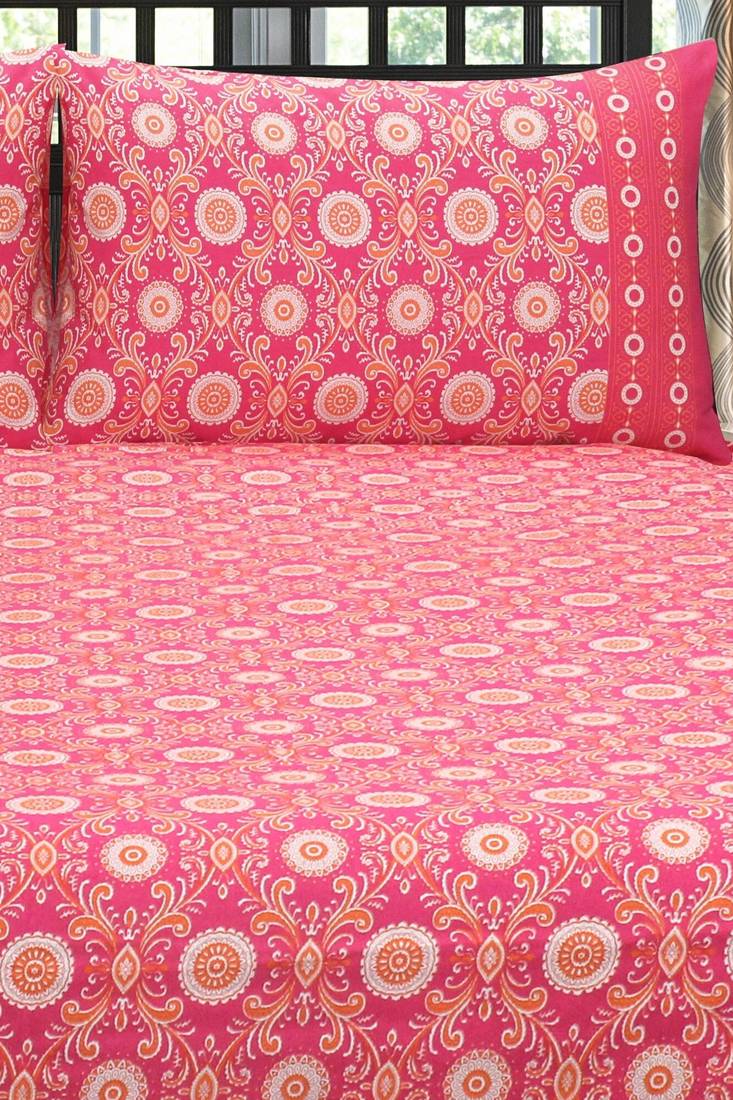 Pink Jaipuri Cotton Double Bedsheet HOME AFFAIRS 3268639
