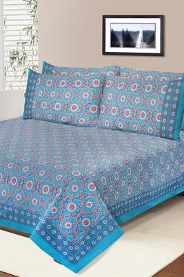 Blue Jaipuri Cotton Double Bedsheet 1