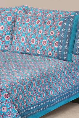 Blue Jaipuri Cotton Double Bedsheet 2