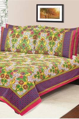 Yellow Jaipuri Cotton Double Bedsheet 1