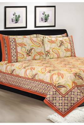 Yellow Jaipuri Cotton Double Bedsheet 1