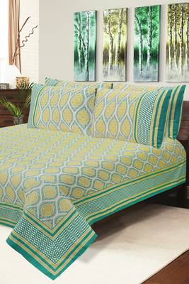 Green Jaipuri Cotton Double Bedsheet 1