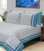 Blue Jaipuri Cotton Double Bedsheet