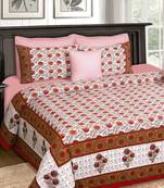 Red and White Jaipuri King Size Cotton Bedsheet