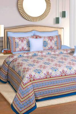 Multicolor Jaipuri King Size Cotton Bedsheet 1