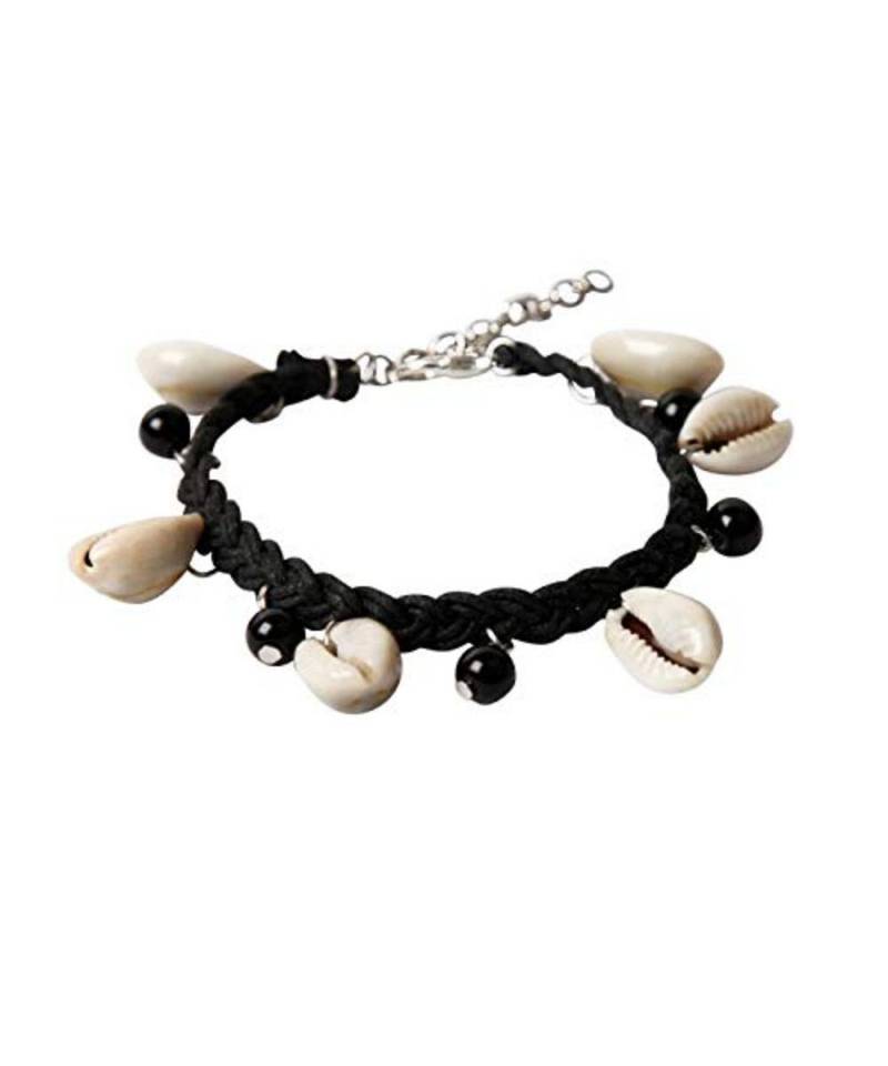Black Thread Cowrie Shell Adjustable Bracelet for Men and Women