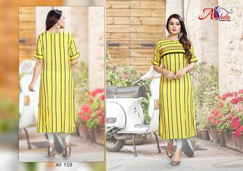 Yellow Striped Bollywood Style Indian Ethnic Designer Ready To Wear Kurti 3